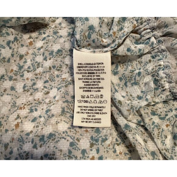 Free People If I Had You Printed Beaded Long Sleeve Sheer Peasant Blouse Large - Picture 9 of 11